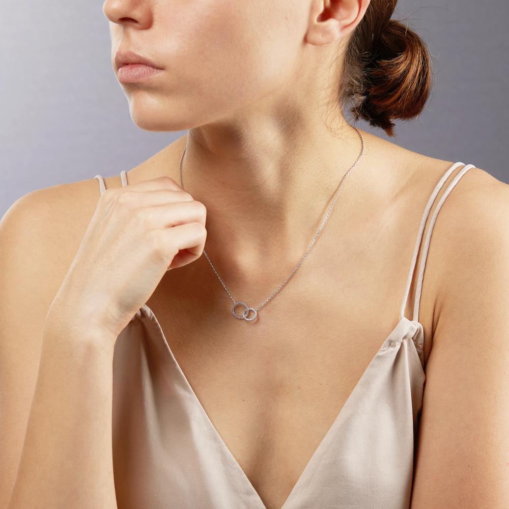 Collier Sølv Zirconia rhodineret 40-42 cm