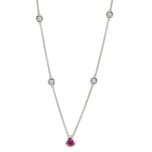 Collier 750/18K hvidguld Diamant 0.14 ct, 4 Sten , w-si, Rubin 42-45 cm