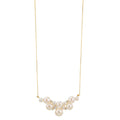 Collier 750/18K guld Diamant 0.08 ct, 4 Sten , w-si Ferskvands kulturperle, 12 Perler 3.5-6.5 mm 42-45 cm