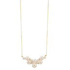 Collier 750/18K guld Diamant 0.08 ct, 4 Sten , w-si Ferskvands kulturperle, 12 Perler 3.5-6.5 mm 42-45 cm