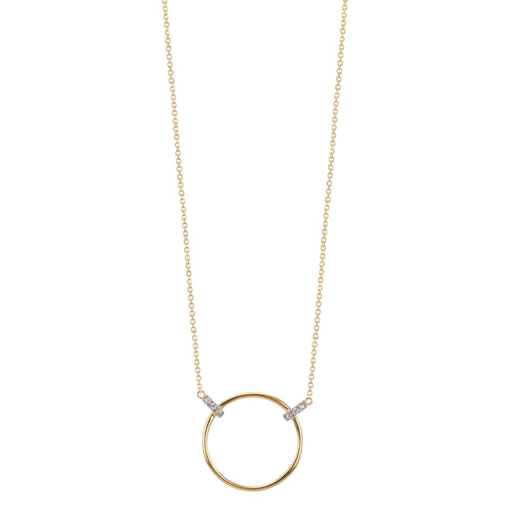 Collier 375/9K guld, 375/9K hvidguld Zirconia 6 Sten 42-45 cm Ø14 mm