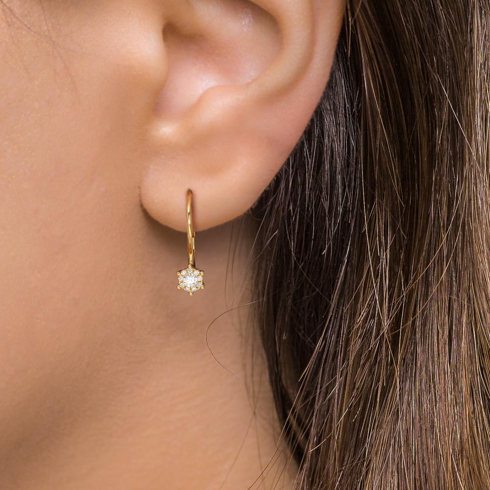 Øreringe 750/18K guld Diamant 0.17 ct, 2 Sten , w-si