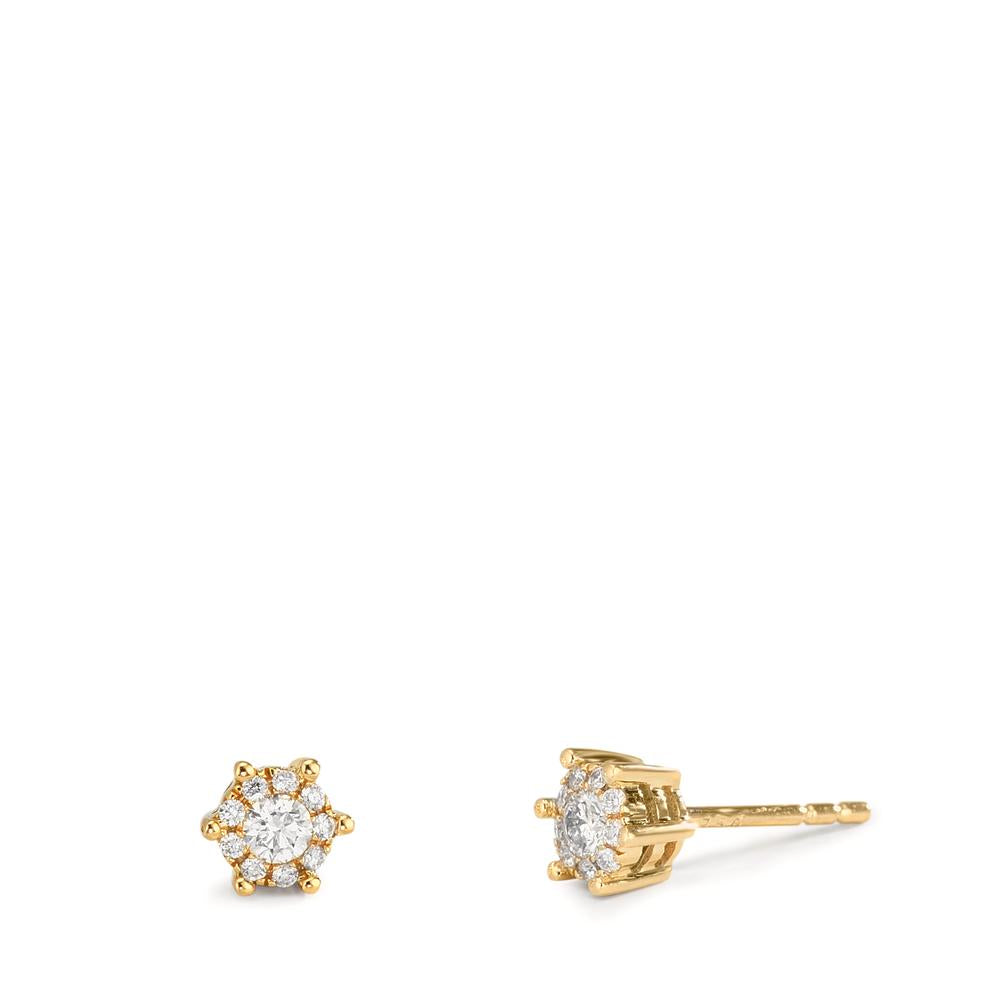 Ørestikker 750/18K guld Diamant 0.17 ct, 2 Sten , w-si Ø4.5 mm