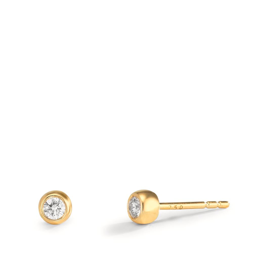 Ørestikker 750/18K guld Diamant 0.10 ct, 2 Sten , w-si Ø3.5 mm