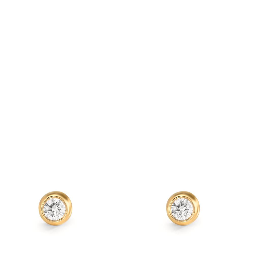 Ørestikker 750/18K guld Diamant 0.10 ct, 2 Sten , w-si Ø3.5 mm
