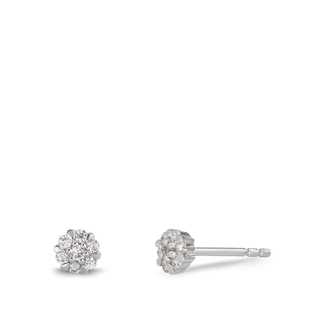 Ørestikker 750/18K hvidguld Diamant 0.112 ct, 14 Sten , w-si Ø4 mm