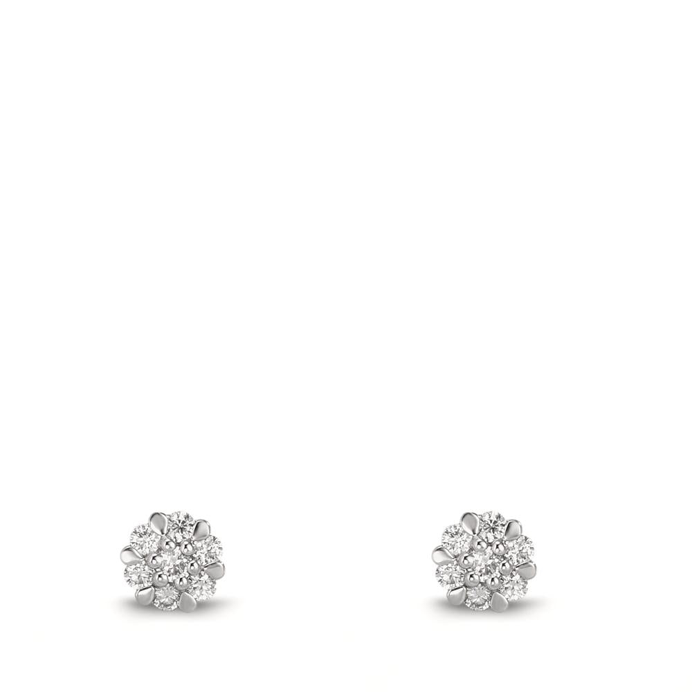 Ørestikker 750/18K hvidguld Diamant 0.112 ct, 14 Sten , w-si Ø4 mm