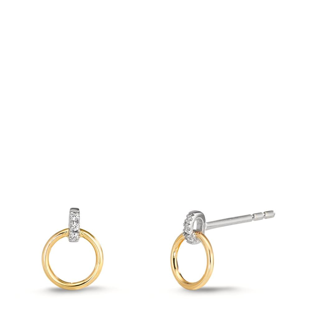 Ørestikker 375/9K guld, 375/9K hvidguld Zirconia 6 Sten