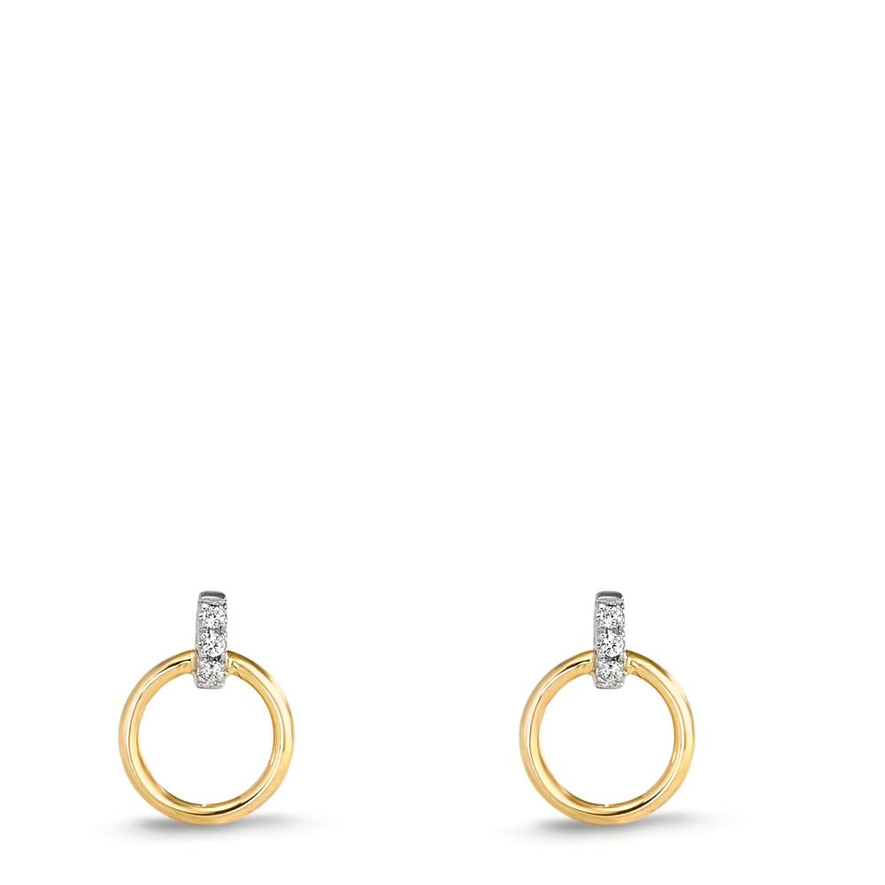 Ørestikker 375/9K guld, 375/9K hvidguld Zirconia 6 Sten