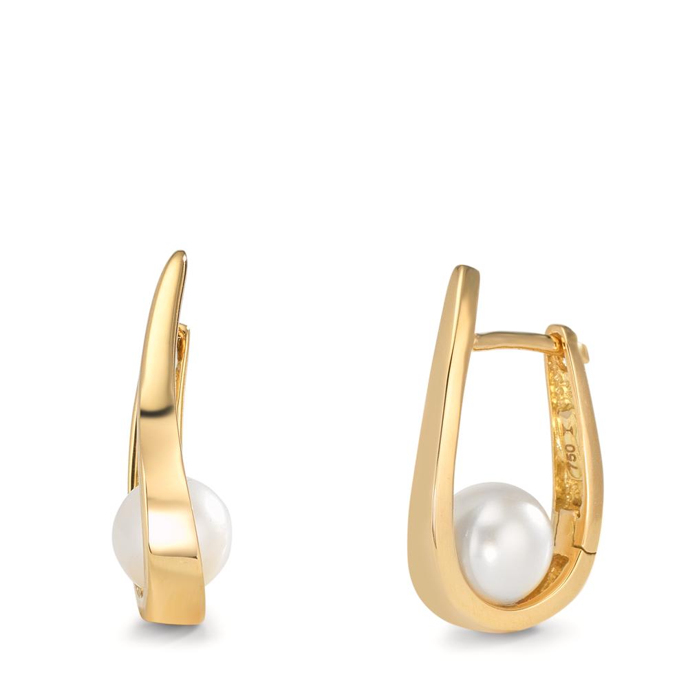 Click kreoler 750/18K guld Ferskvands kulturperle, 2 Perler 6-6.5 mm