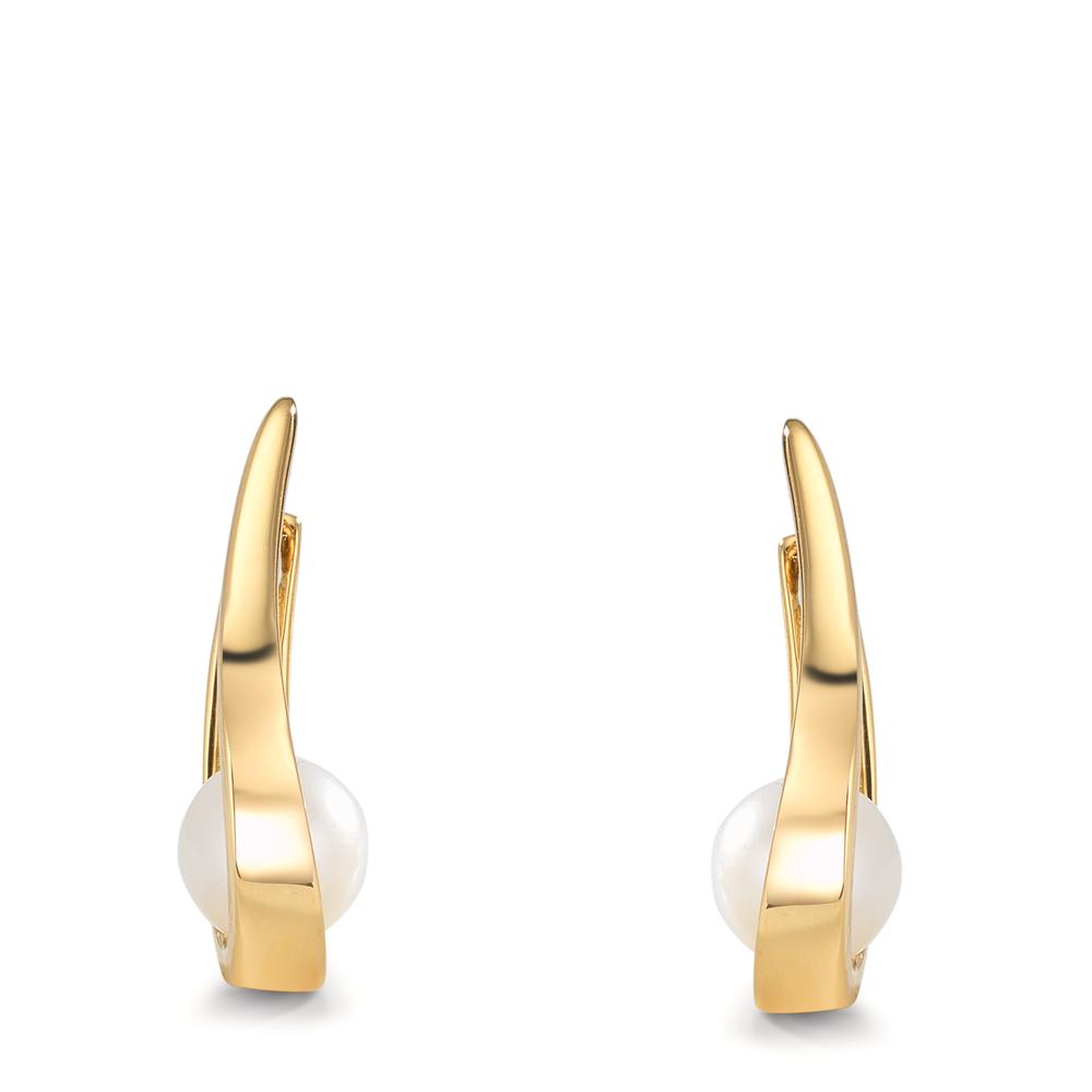 Click kreoler 750/18K guld Ferskvands kulturperle, 2 Perler 6-6.5 mm