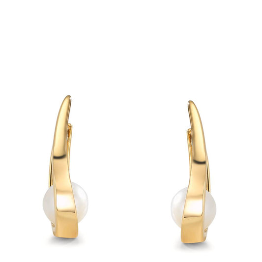 Click kreoler 750/18K guld Ferskvands kulturperle, 2 Perler 6-6.5 mm