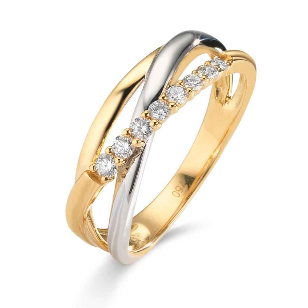 Ringe 750/18K guld, 750/18K hvidguld Diamant 0.19 ct, 8 Sten , w-si