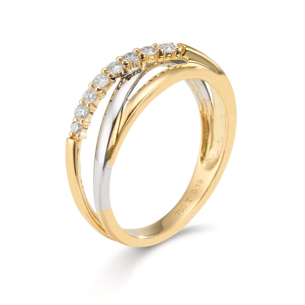 Ringe 750/18K guld, 750/18K hvidguld Diamant 0.19 ct, 8 Sten , w-si
