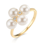 Ringe 750/18K guld Diamant 0.30 ct, 2 Sten , w-si Ferskvands kulturperle, 4 Perler 5.5-6 mm