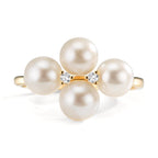 Ringe 750/18K guld Diamant 0.30 ct, 2 Sten , w-si Ferskvands kulturperle, 4 Perler 5.5-6 mm