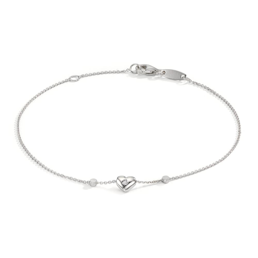 Armbånd 750/18K hvidguld Zirconia 2 Sten Hjerte