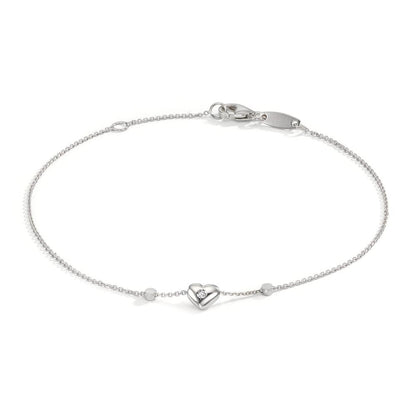 Armbånd 750/18K hvidguld Zirconia 2 Sten Hjerte