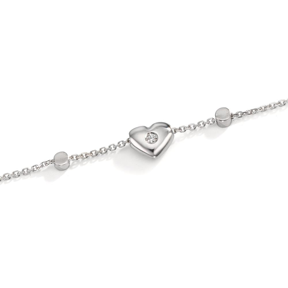 Armbånd 750/18K hvidguld Zirconia 2 Sten Hjerte