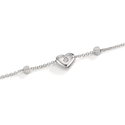 Armbånd 750/18K hvidguld Zirconia 2 Sten Hjerte
