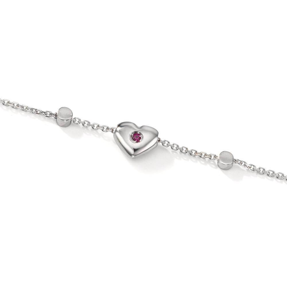 Armbånd 750/18K hvidguld Zirconia 2 Sten Hjerte