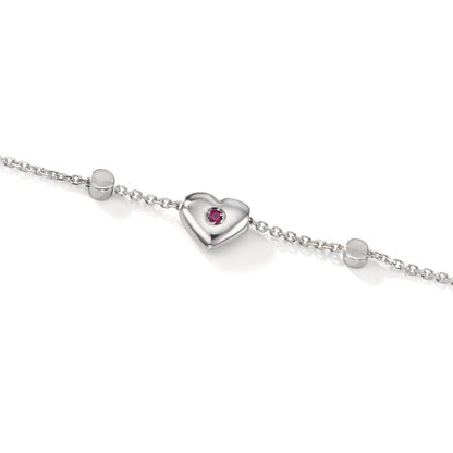 Armbånd 750/18K hvidguld Zirconia 2 Sten Hjerte