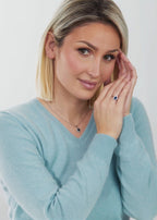 Vedhæng 750/18K hvidguld Safir blå , 0.87 ct, Diamant 0.556 ct, 10 Sten , w-si