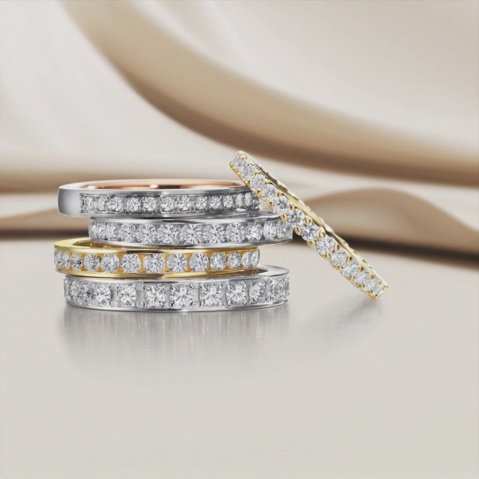 Memory ring 750/18K rødguld, 750/18K hvidguld Diamant 0.15 ct, 15 Sten , tw-vsi