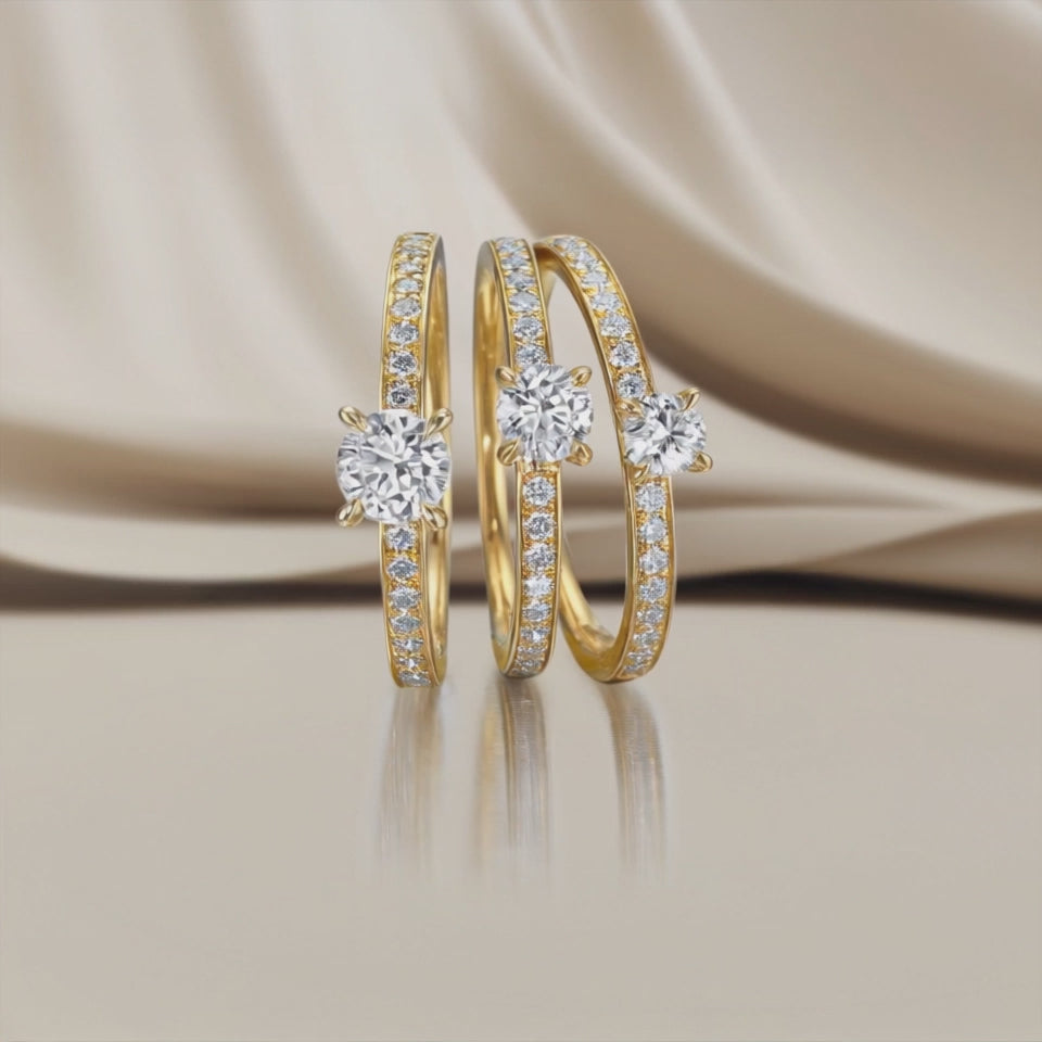Solitaire ring 750/18K guld Diamant 0.47 ct, [Brillant], w-si, Diamant 0.18 ct, 18 Sten , [Brillant], w-si