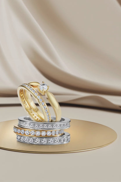 Memory ring 750/18K guld Diamant hvid , 1 ct, 33 Sten , [Brillant], w-si