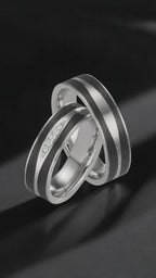 Partnerringe 950 platin, Kulstof Diamant 0.034 ct, 5 Sten , w-si