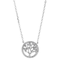 Collier Sølv Zirconia rhodineret Livets træ 40-45 cm Ø14 mm-581010
