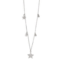 Collier Sølv Zirconia rhodineret stjerne 40-45 cm