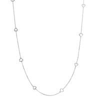 Collier Sølv Zirconia rhodineret Hjerte 90 cm-585822