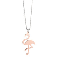 Halskæde med vedhæng Sølv rose forgyldt Flamingo 38 cm