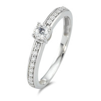 Solitaire ring 375/9K hvidguld Diamant 0.20 ct, 19 Sten , w-si-589306
