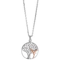 Halskæde med vedhæng Sølv rose tofarvet Livets træ 40-42 cm