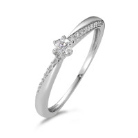 Solitaire ring 750/18K hvidguld Diamant 0.15 ct, 21 Sten , w-si