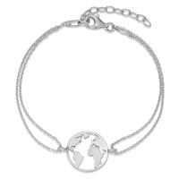 Armbånd Sølv rhodineret globus 16-19 cm