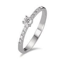 Solitaire ring 750/18K hvidguld Diamant 0.14 ct, 9 Sten , w-si-590788