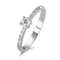 Solitaire ring 750/18K hvidguld Diamant 0.19 ct, 9 Sten , w-si-590789