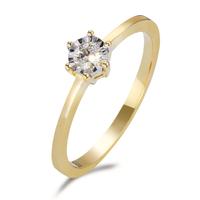 Solitaire ring 750/18K guld Diamant 0.10 ct, w-si tofarvet-597579