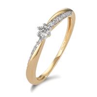 Solitaire ring 750/18K guld Diamant 0.15 ct, 21 Sten , w-si