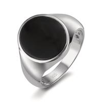 Fingerring Sølv Onyx rhodineret-604249