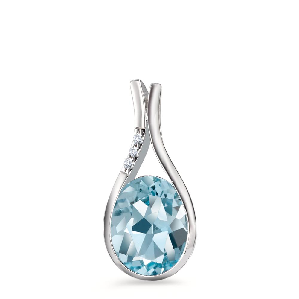 Vedhæng 750/18K hvidguld Topas blå , [oval], Diamant hvid , 0.015 ct, 3 Sten , [Brillant], w-si-558134