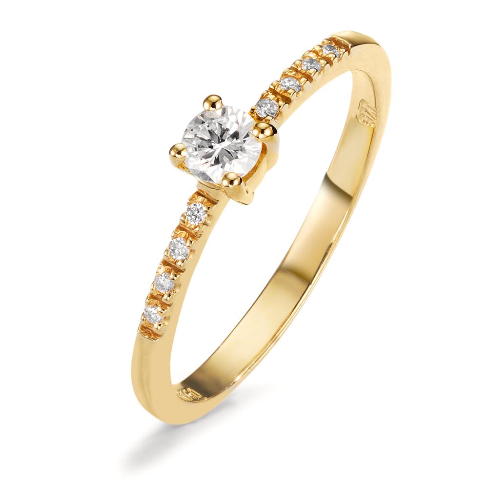 Solitaire ring 750/18K guld Diamant 0.24 ct, 9 Sten , w-si-600766